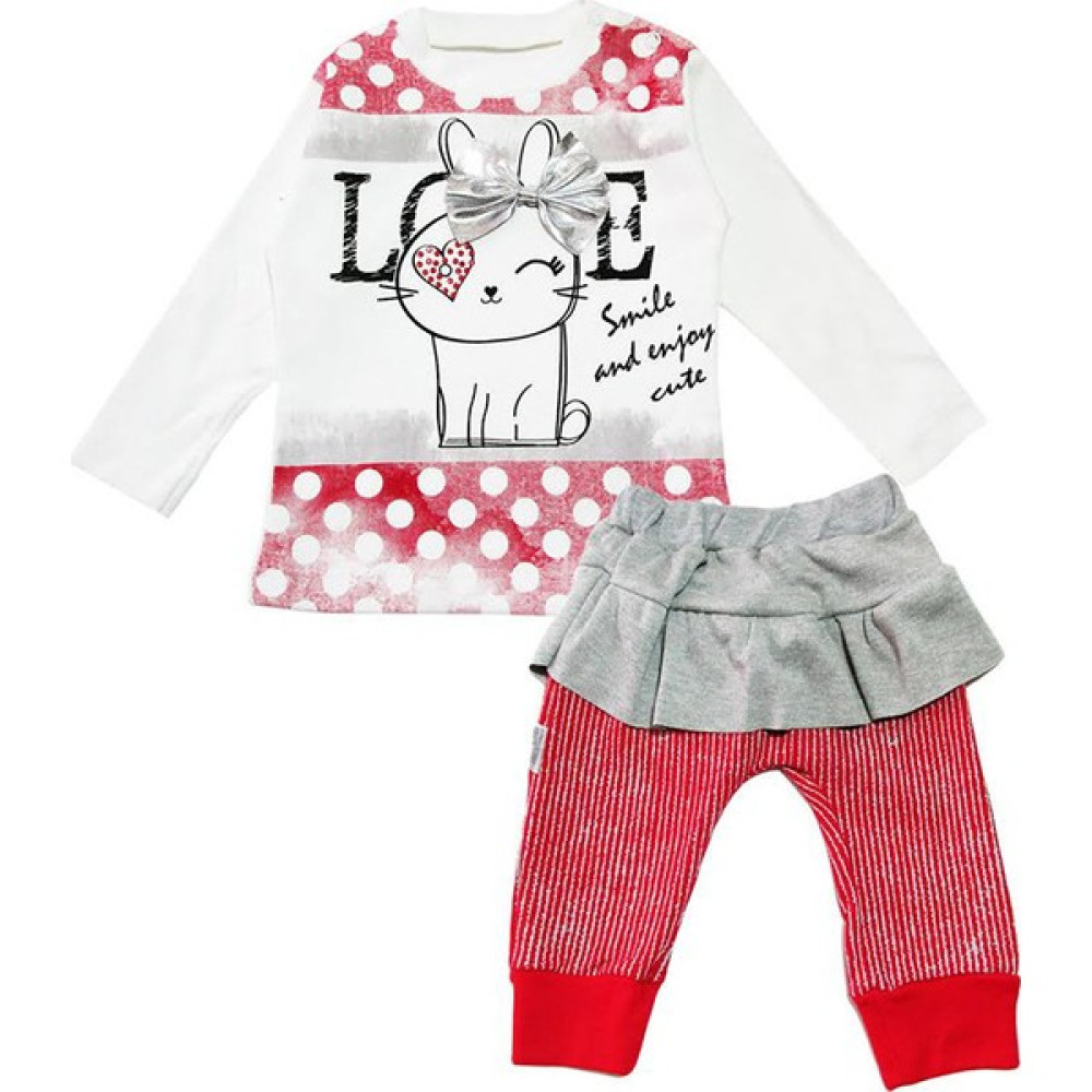 Kidsmadamiko 7137 Tavşanlı Kız Takım Kırmızı - 3 - 6 Ay Bebek Giyim-Tekstil Fiyatı