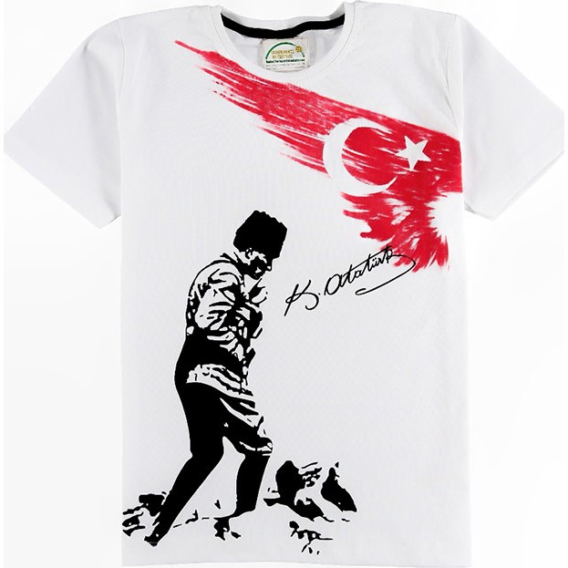 Kidsmadamiko Atatürk Baskılı Çocuk T-Shirt - 7 - 8 Yaş - Beyaz T-Shirt & Sweatshirt (Outdoor) Fiyatı