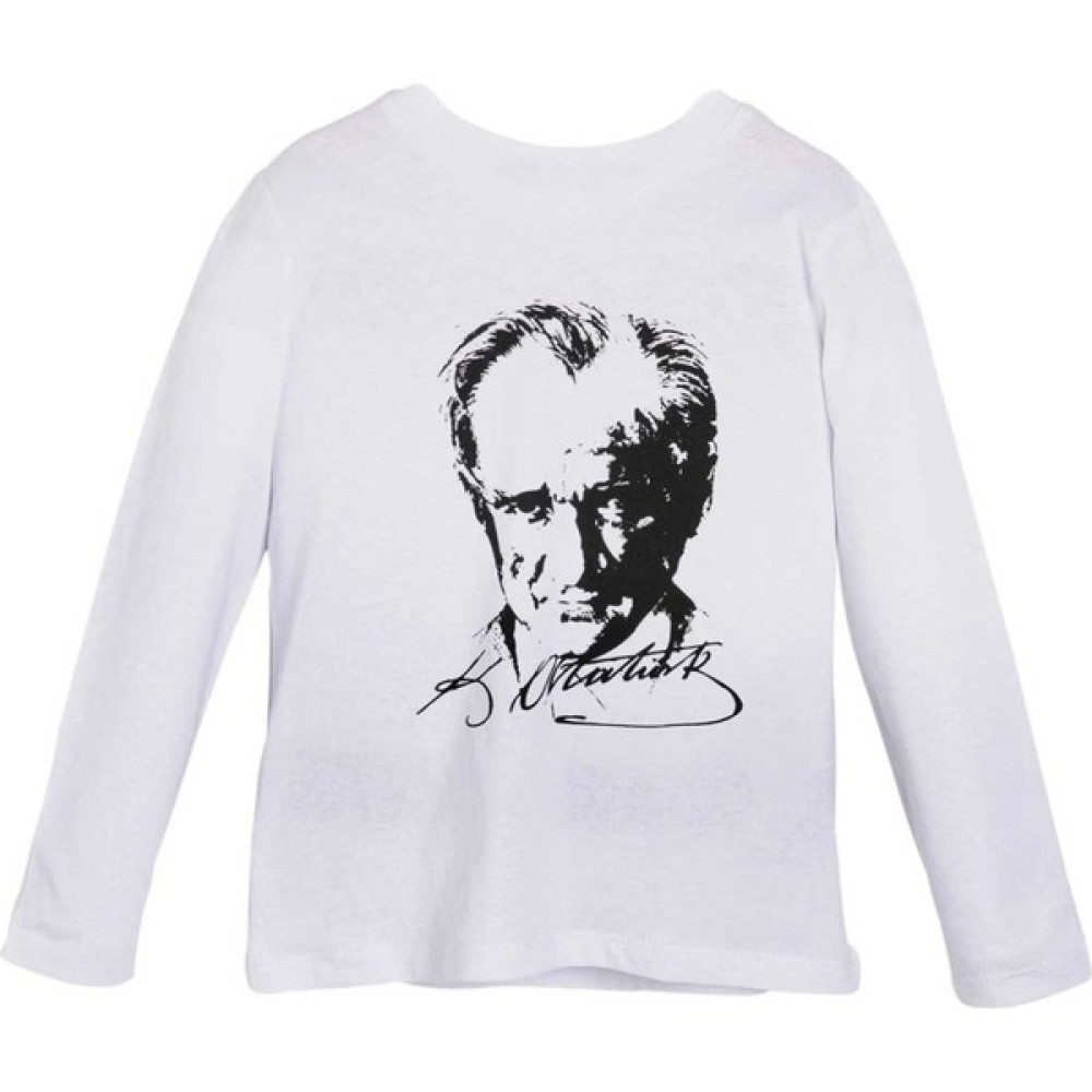 Kidsmadamiko Uzun Kollu Çocuk Tişört Atatürk Baskılı Beyaz Erkek Çocuk T-shirt Fiyatı