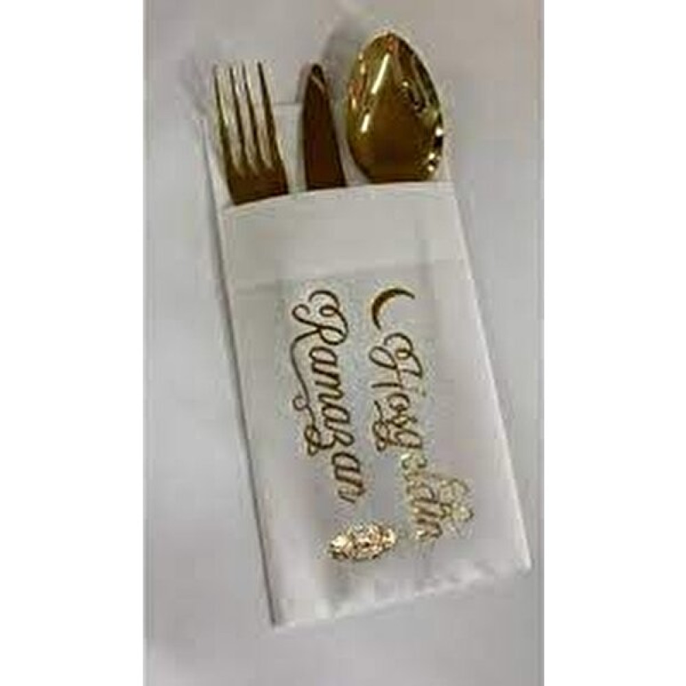 Kidspartim Gold Yaldızlı Beyaz Hoş Geldin Ramazan Cepli Peçete 12 Lı 40X40 - Sarı - Beyaz Hediyelik Eşya Fiyatı
