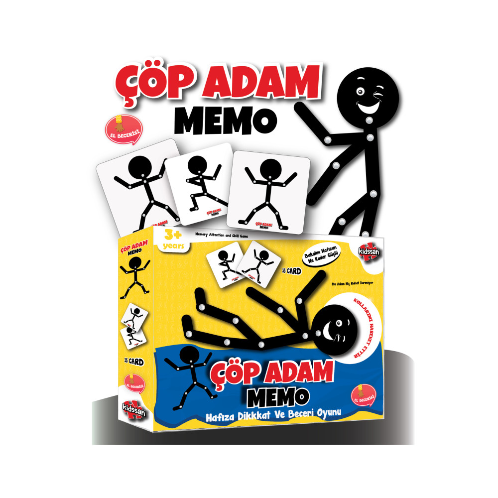 kidssan games Çöp Adam Memo Ahşap Eğitici Kartlı Kutu Oyunu Eğitici Oyuncak Fiyatı