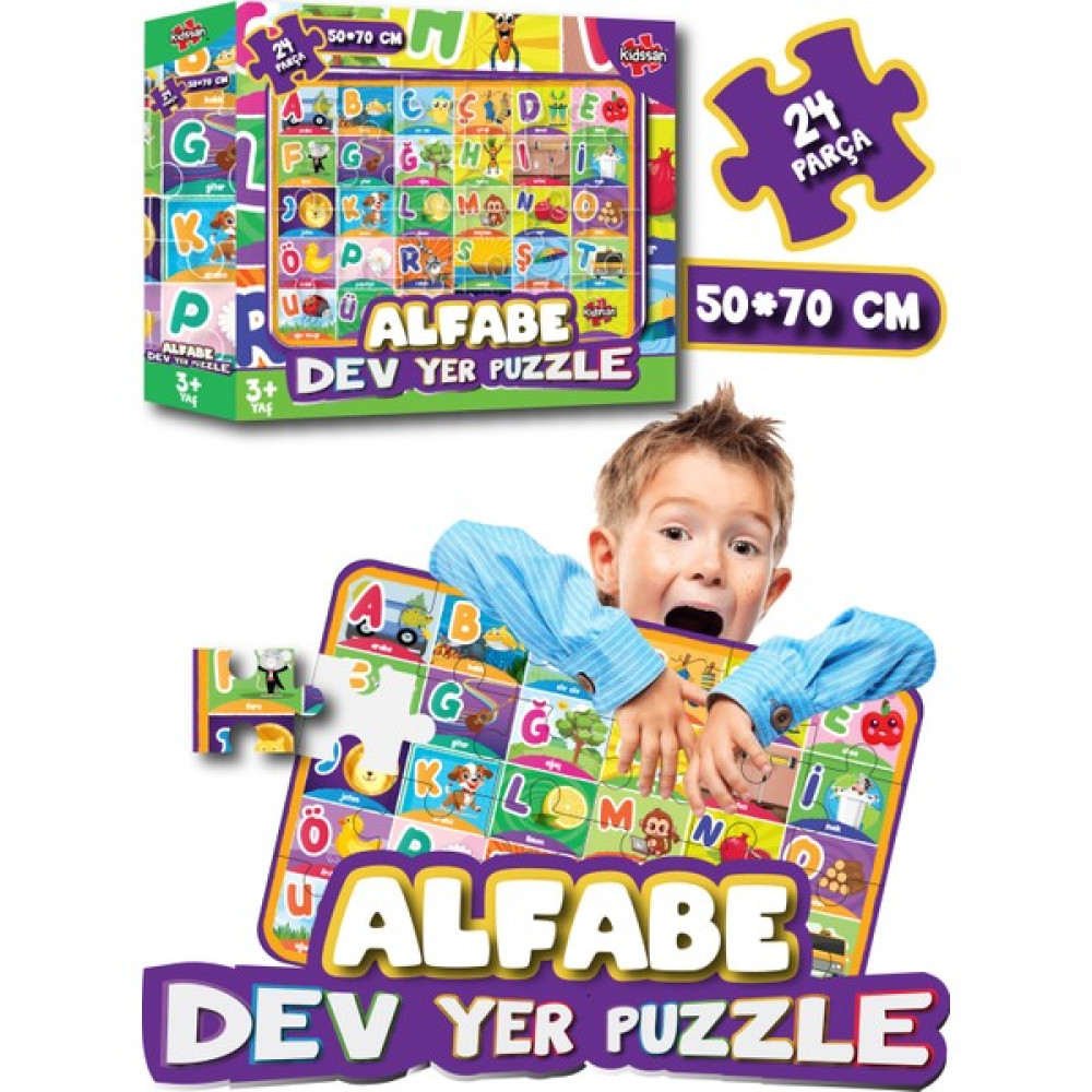 Kidssan Games Dev Yer Puzzle Alfabe 24 Parça 50*70 cm Eğitici Oyuncak Fiyatı