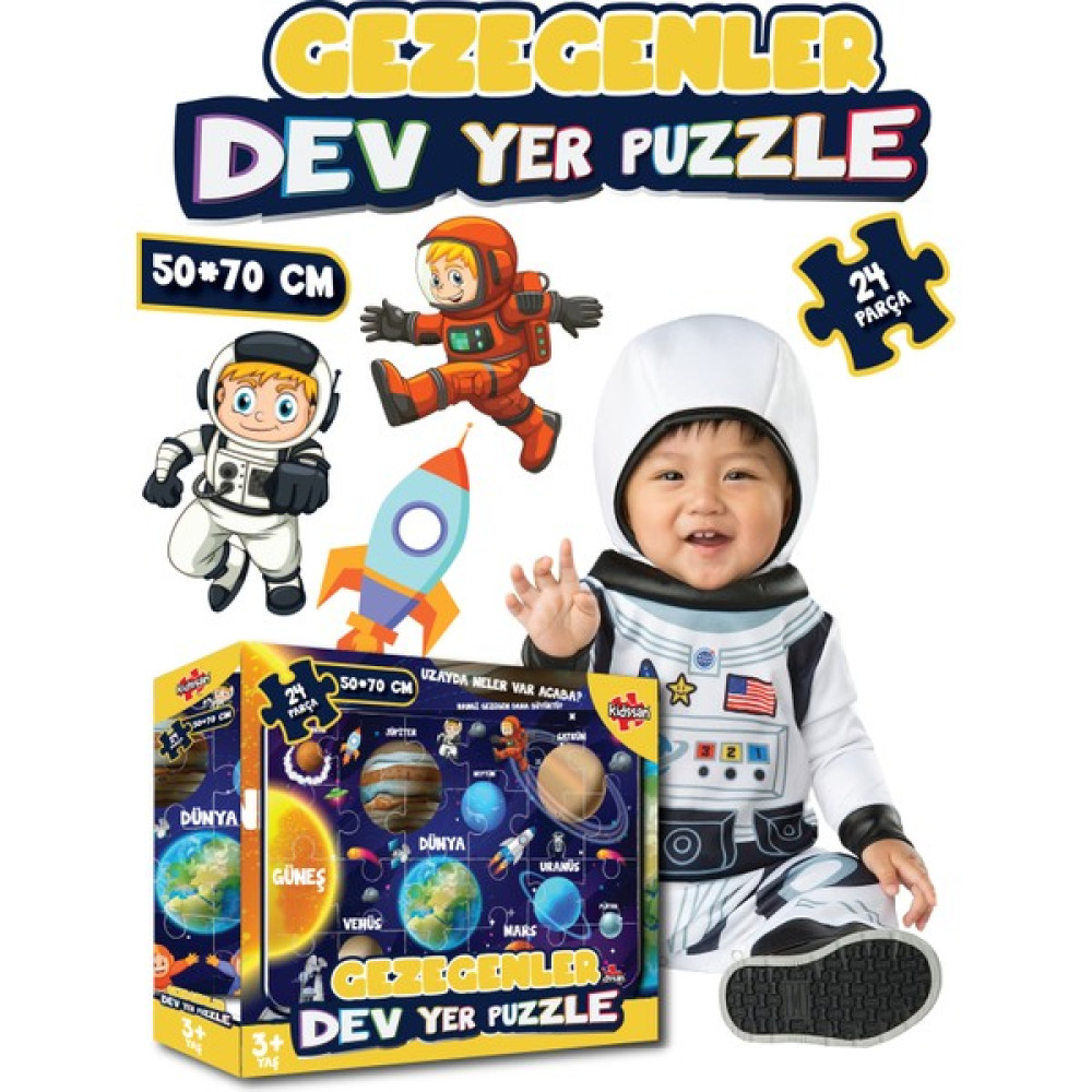 Kidssan Games Gezegenler Dev Yer Puzzle 50*70 cm 24 Parça Eğitici Oyuncak Fiyatı