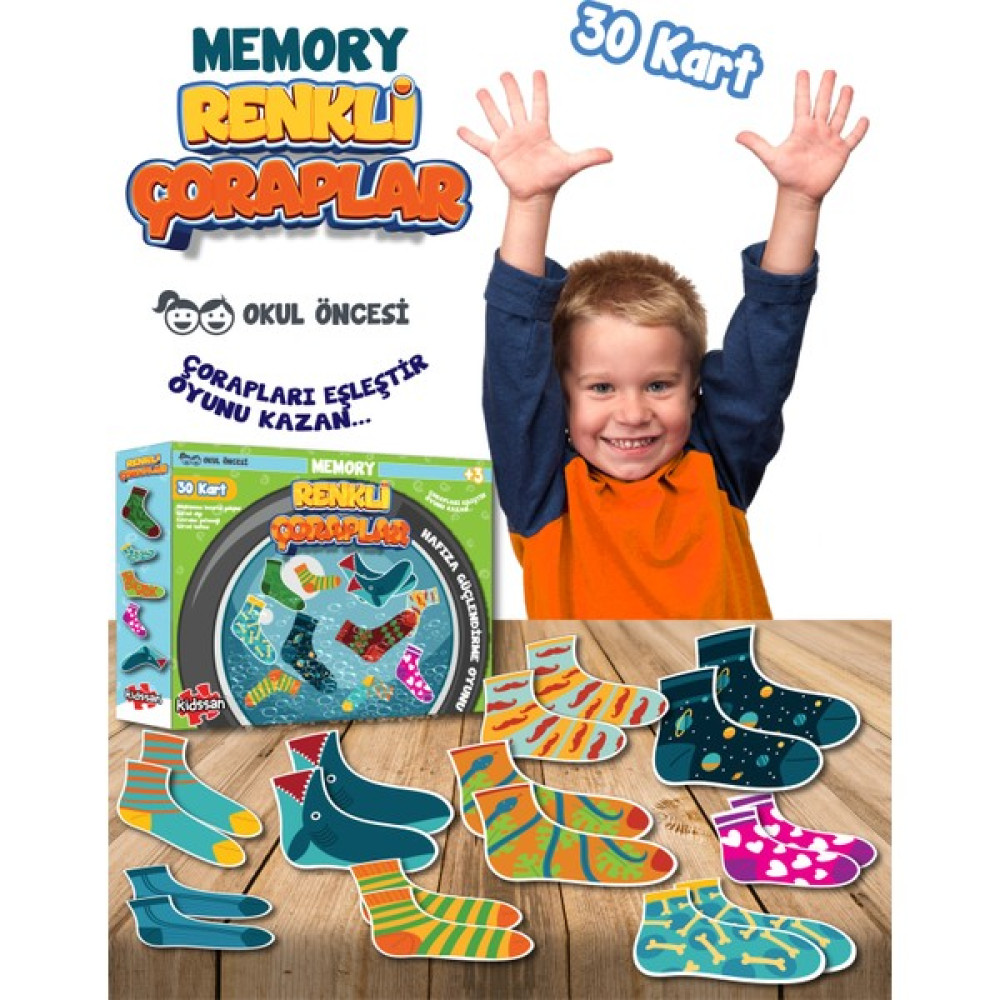 Kidssan Games Renkli Çoraplar Memory Hafıza Kartları Eğitici Oyunu Kidssan Games Eğitici Oyuncak Fiyatı