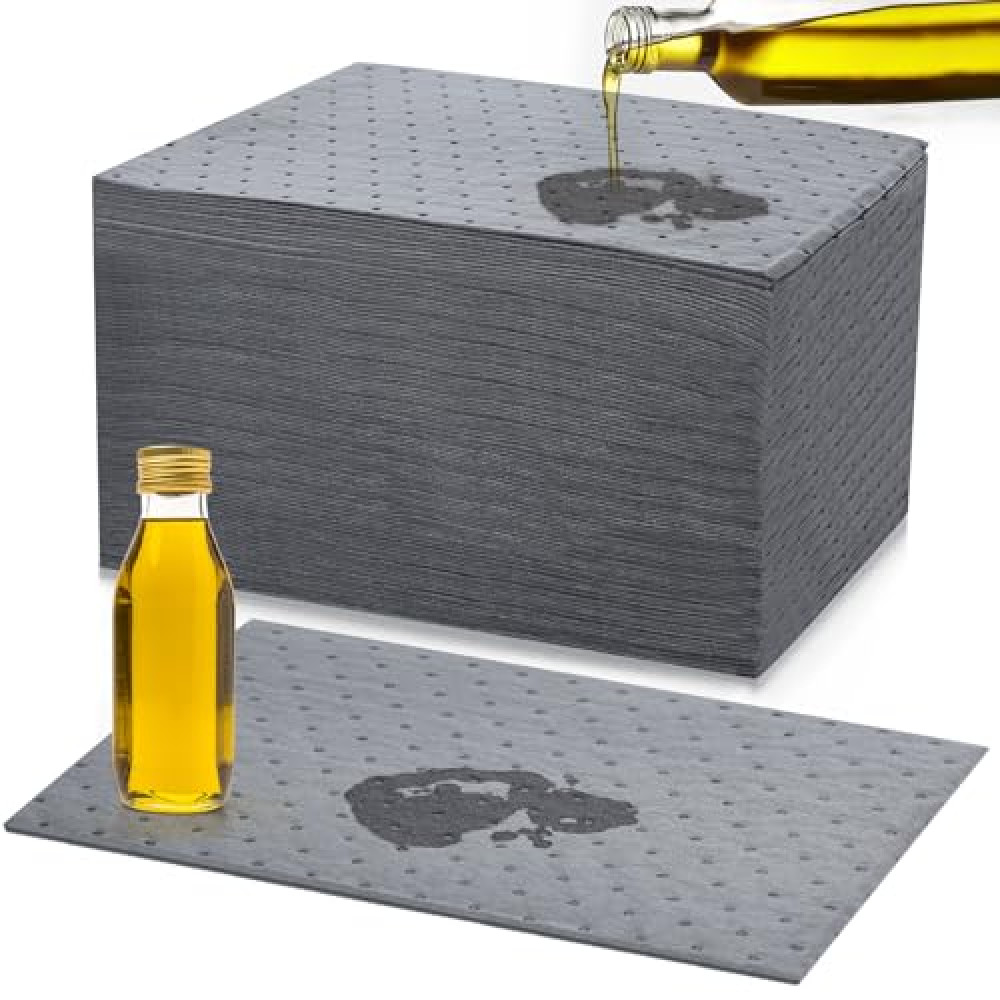 Kidum 120 Pcs 9.8 x 13 Inch Oil Absorbent Pads Oil Mat Absorbing Automotive Water Absorbent Mat Oil Spill Mat for Absorbing Protecting Home Garage Basement (9.8 x 13 Inch)