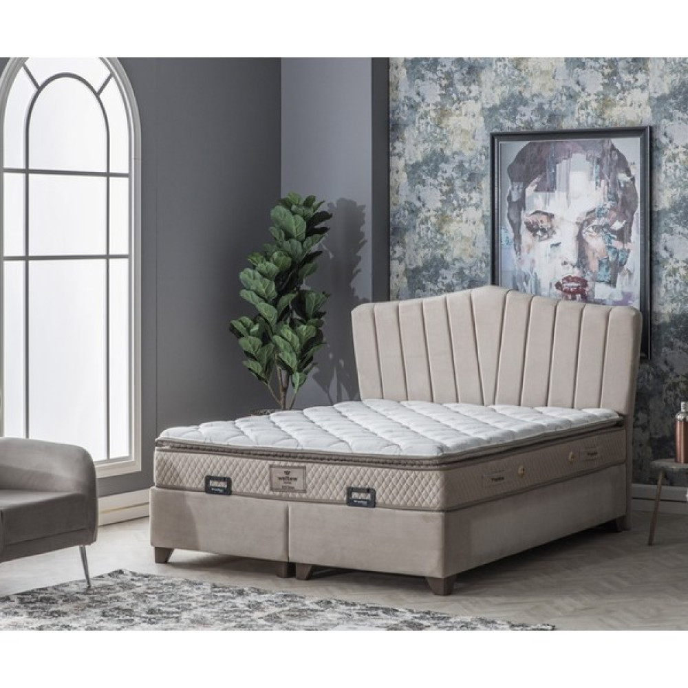 Kiev Çift Kişilik Baza Ve Başlık Yataksız - 160 x 200 cm - Bej Baza Fiyatı