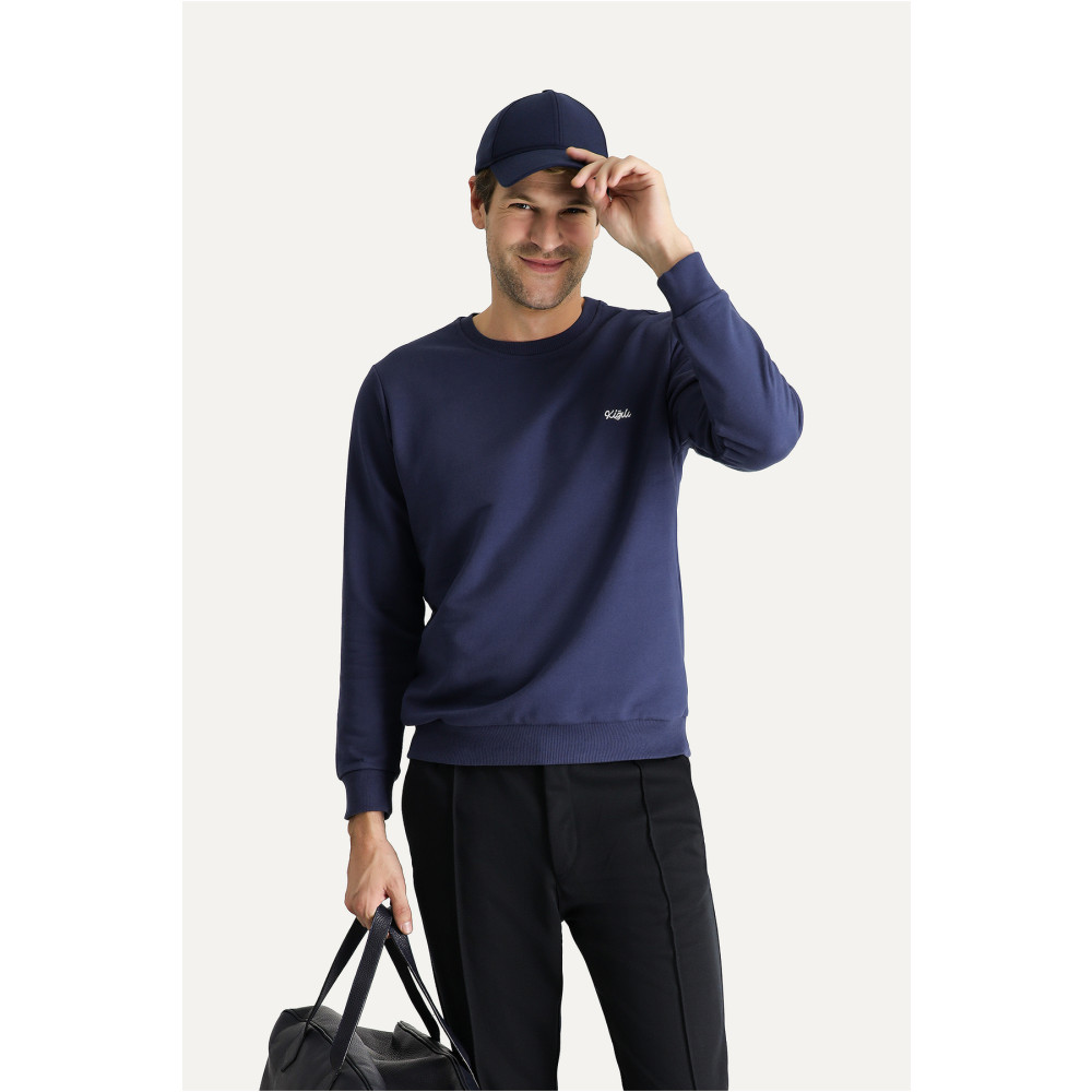 Kiğılı Bisiklet Yaka Regular Fit Nakışlı Pamuklu Sweatshirt M Beden Bayan Sweatshirt Fiyatı