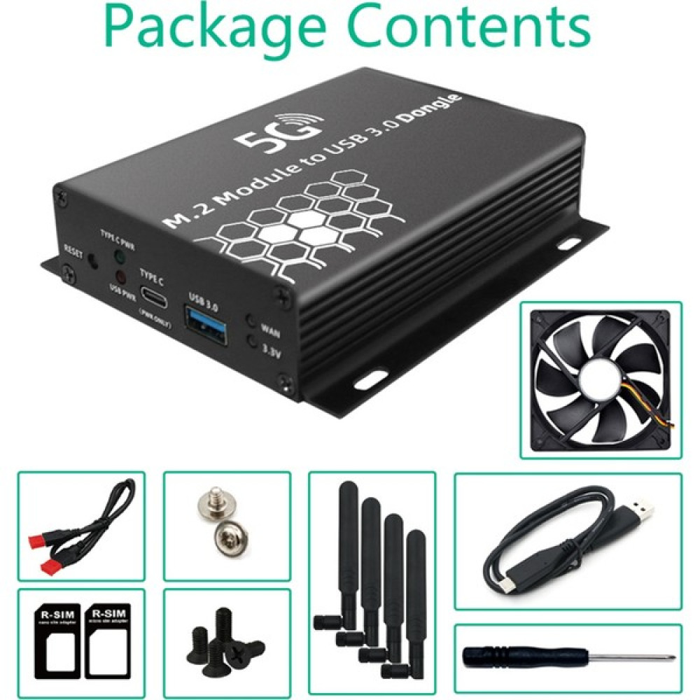 Kigiwaa M.2 Ngff 4g/5g Modülü USB 3.0 Adaptörü M2 Wifi Kart Dönüştürücü Yükseltici Kartı ile Anten Soğutucu Fan Yuvası (Yurt Dışından) - Siyah Elektrik ve Aydınlatma Fiyatı