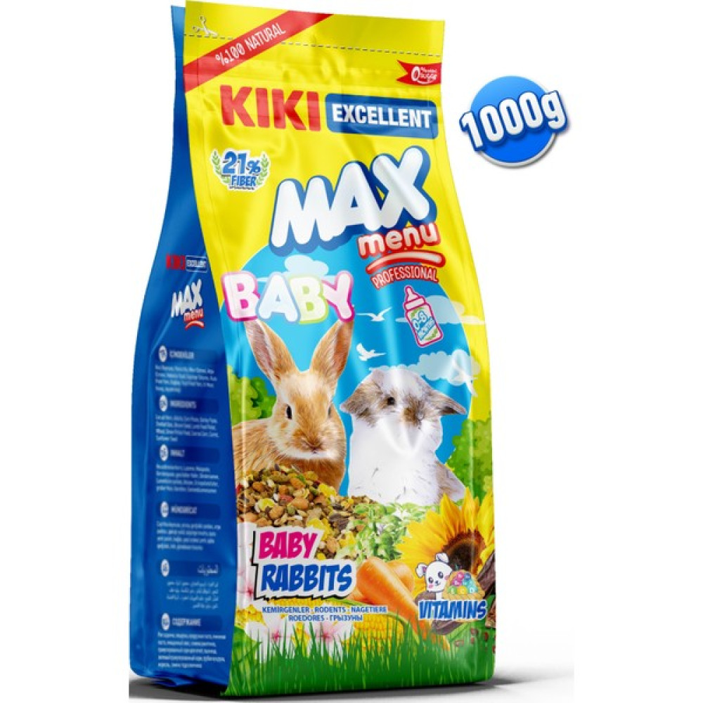Kıkı Excellent Kemirgen Max Menu Baby Rabbits Yavru Tavşan Yemi 1000 Gr. KG304 Evcil Hayvan Ürünleri Fiyatı