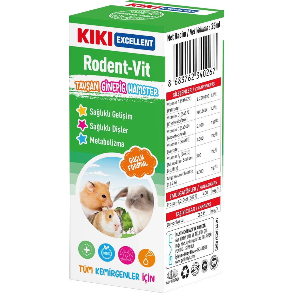 Kıkı Excellent Kemirgen Rodent-Vit 25 Ml. KG101 Evcil Hayvan Ürünleri Fiyatı