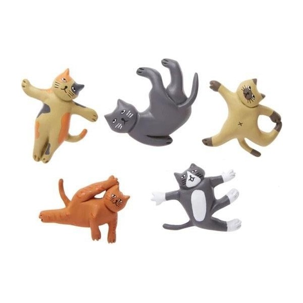 Kikkerland Yoga Cat Magnets Seti 5 Adet Gri Renk Sevimli Kedi Mıknatısları ile Eğlenceli Düzenleme Diğer Fiyatı