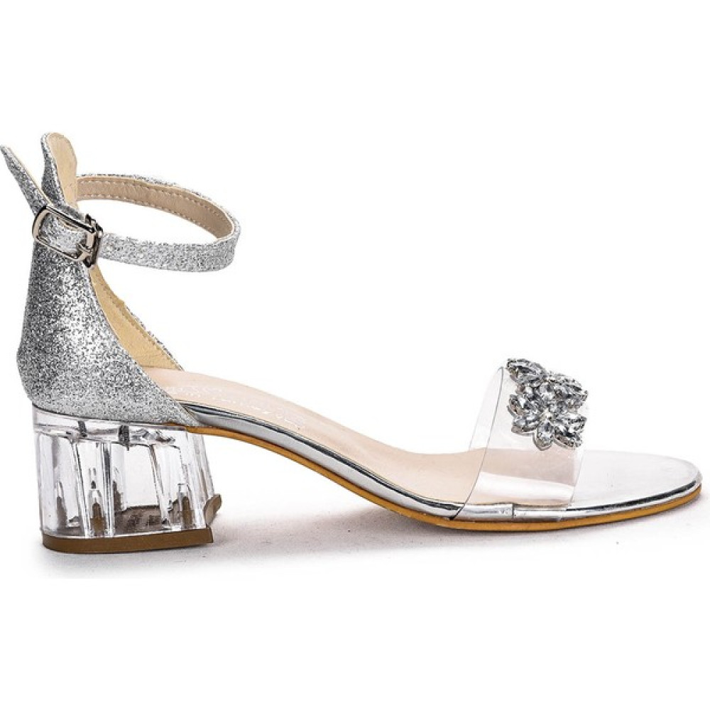 Kiko Kids 790 Kum Simli Taşlı Kız Çocuk 3 cm Şeffaf Topuklu Sandalet Ayakkabı Kız Çocuk Terlik & Sandaleti Fiyatı
