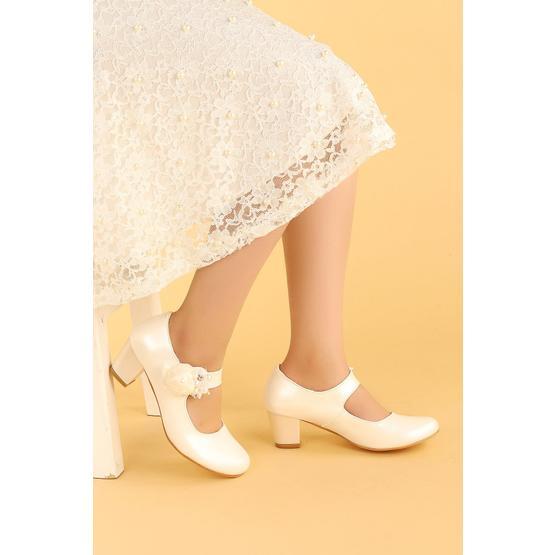 Kiko Kids Kiko 751 Sedef Cilt 4 cm Topuk Günlük Kız Çocuk Babet