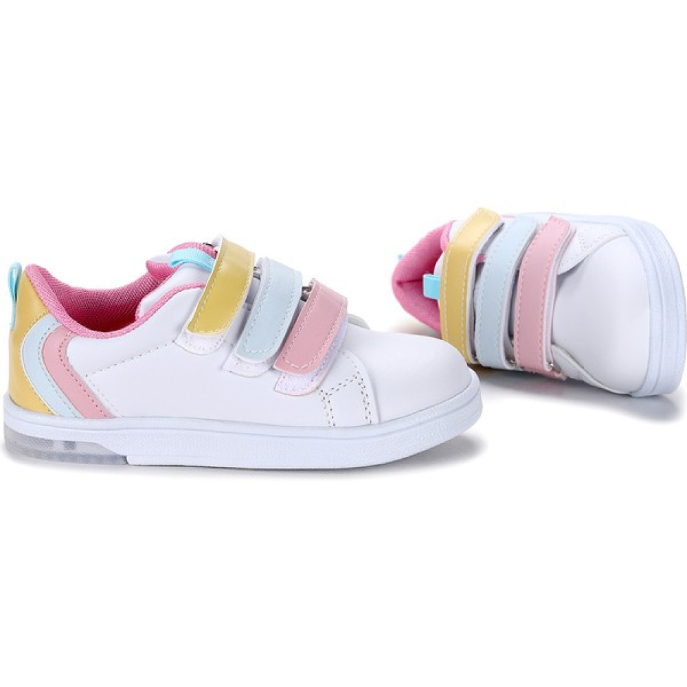 Kiko Kids Mami Günlük Cırtlı Işıklı Kız/erkek Çocuk Spor Ayakkabı Beyaz - Pembe Kız Çocuk Günlük Ayakkabısı Fiyatı