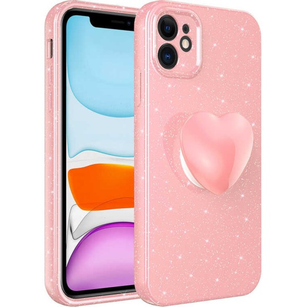 Kılıf Adam Apple iPhone 11 Kılıf Kamera Korumalı Simli Pop Soketli Lüks Koton Soketli Kapak - Pembe Cep Telefonu Kılıfı Fiyatı