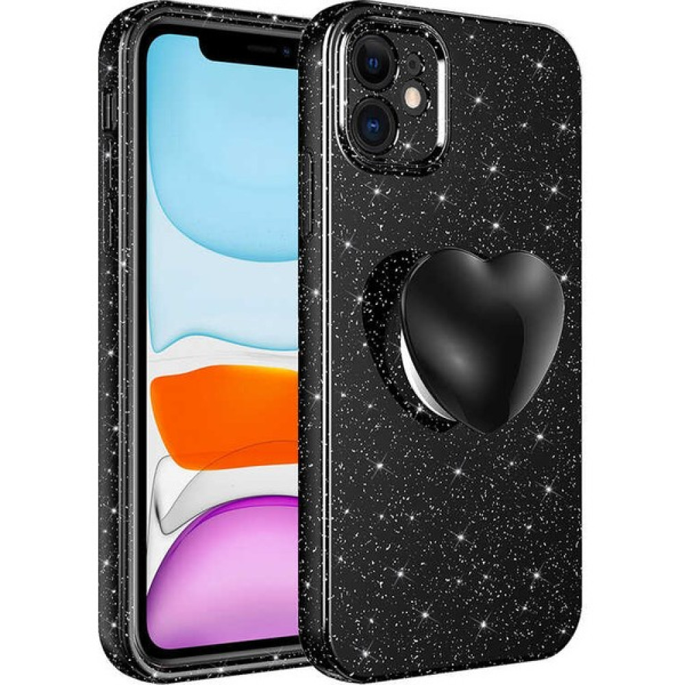 Kılıf Adam Apple iPhone 11 Kılıf Kamera Korumalı Simli Pop Soketli Lüks Koton Soketli Kapak - Siyah Cep Telefonu Kılıfı Fiyatı