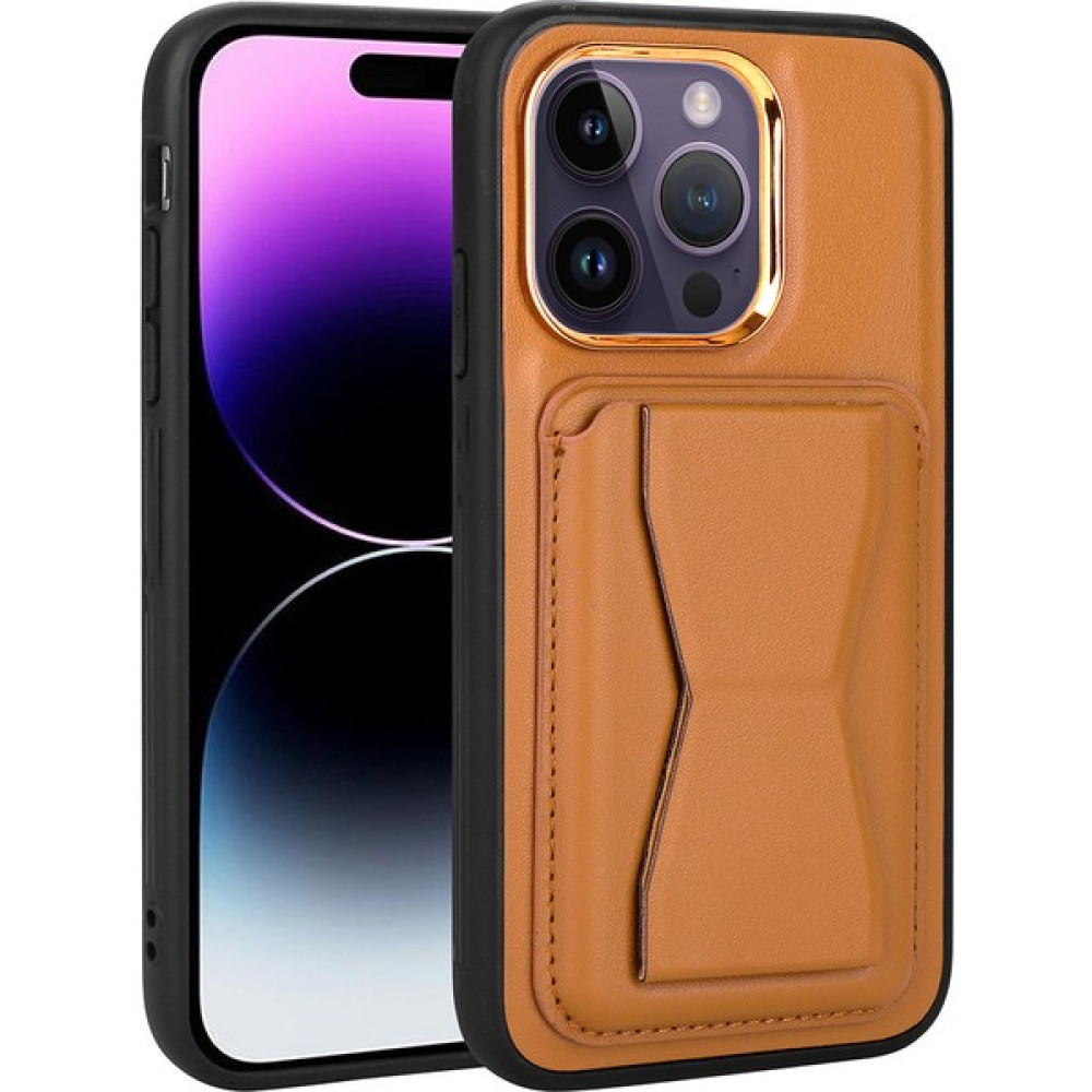 Kılıf Adam Apple iPhone 14 Pro Max Kılıf Adam Kılıf Kamera Çıkıntılı Kart Bölmeli Cüzdanlı Standlı Pu Deri Kapak - Kahve Cep Telefonu Kılıfı Fiyatı