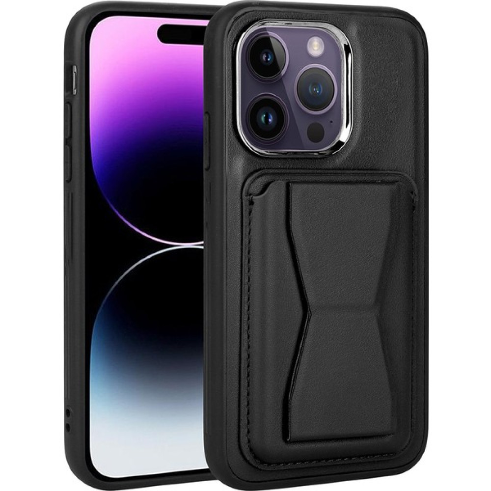 Kılıf Adam Apple iPhone 14 Pro Max Kılıf Kamera Çıkıntılı Kart Bölmeli Cüzdanlı Standlı Pu Deri Kapak - Siyah - iPhone 14 Pro Max Cep Telefonu Kılıfı Fiyatı