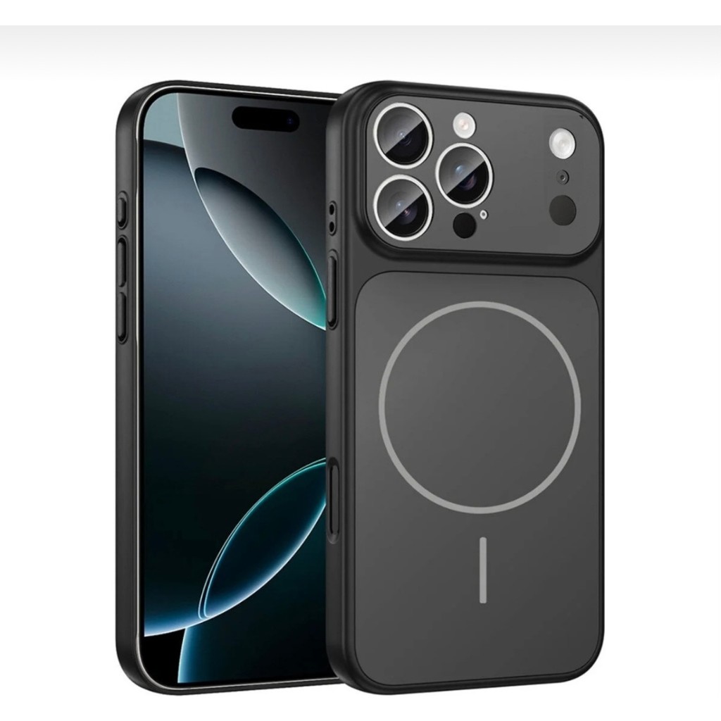 Kılıf Sipariş iPhone 16 Pro Max Uyumlu 17 Pro Max Görünümüne Çeviren Magsafe Özellikli Glass Telefon Kılıfı - Siyah Diğer Fiyatı
