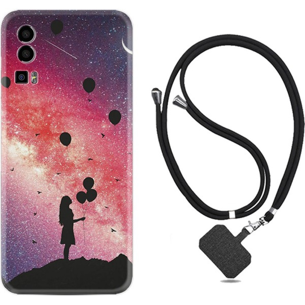 Kılıfland General Mobile Gm 23 Kılıf Resimli Boyun Askılı Ipli Desenli Silikon Flowers Cat 2 1349 - Siyah Cep Telefonu Kılıfı Fiyatı