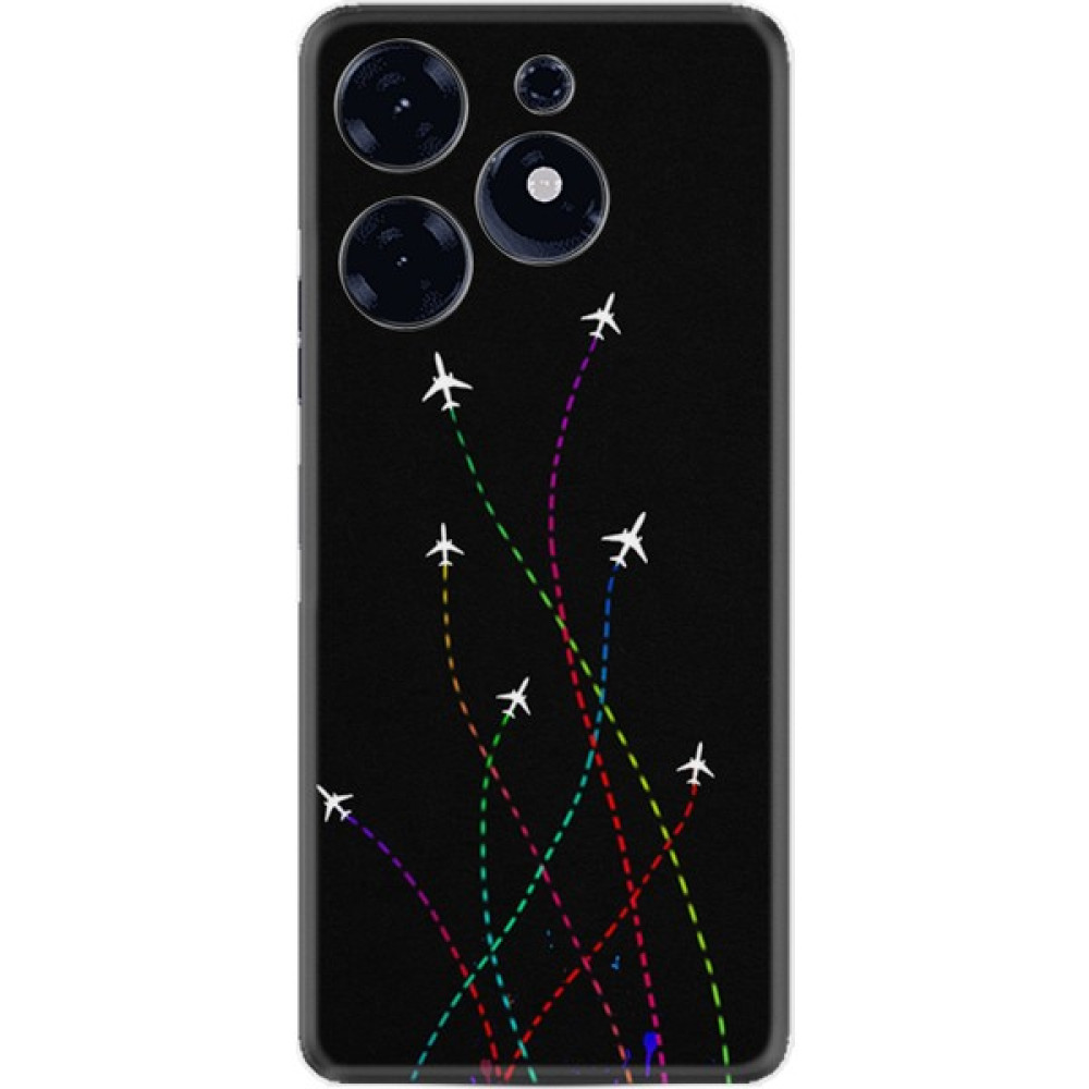 Kılıfland Tecno Spark 10 Pro Kılıf Silikon Desen Özel Seri Line Planet 1736 - Siyah Cep Telefonu Kılıfı Fiyatı