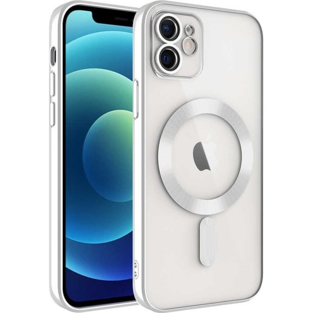 Kılıfmania Apple iPhone 11 Kapak Mag Safe Özellikli Lens Korumalı Logo Gösteren Şeffaf Luxury Silikon Kılıf - Gümüş Cep Telefonu Kılıfı Fiyatı