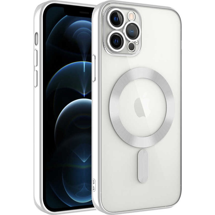 Kılıfmania Apple iPhone 11 Pro Kapak Mag Safe Özellikli Lens Korumalı Logo Gösteren Şeffaf Luxury Silikon Kılıf - Gümüş Cep Telefonu Kılıfı Fiyatı