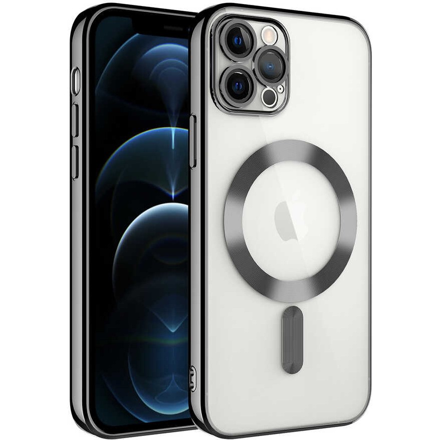 Kılıfmania Apple iPhone 13 Pro Kapak Mag Safe Özellikli Lens Korumalı Logo Gösteren Şeffaf Luxury Silikon Kılıf -Siyah - Siyah Cep Telefonu Kılıfı Fiyatı