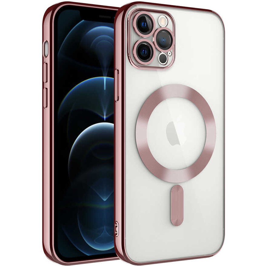 Kılıfmania Apple iPhone 13 Pro Max Kapak Mag Safe Özellikli Lens Korumalı Logo Gösteren Şeffaf Luxury Silikon Kılıf - Rose Gold Cep Telefonu Kılıfı Fiyatı