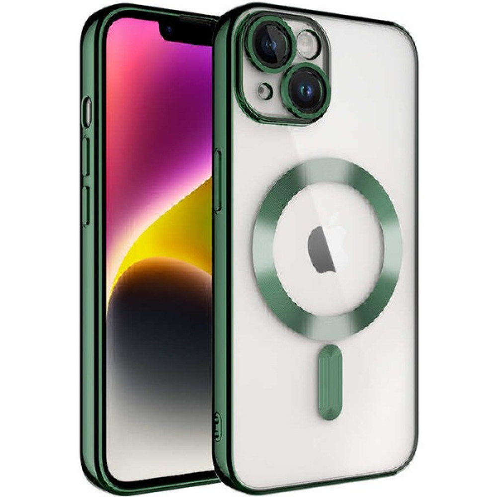 Kılıfmania Apple iPhone 14 Kapak Mag Safe Özellikli Lens Korumalı Logo Gösteren Şeffaf Luxury Silikon Kılıf -Yeşil - Yeşil Cep Telefonu Kılıfı Fiyatı