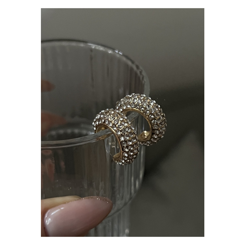KİLİGİSTANBUL Gold Mini Zirkon Taşlı Halka Küpe Bijuteri Küpe Fiyatı