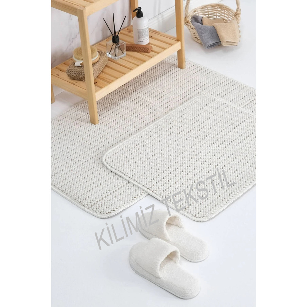 Kilimiz 2 li Banyo Paspası Bukle Beyaz50x80 40x50 Banyo Tekstili Fiyatı