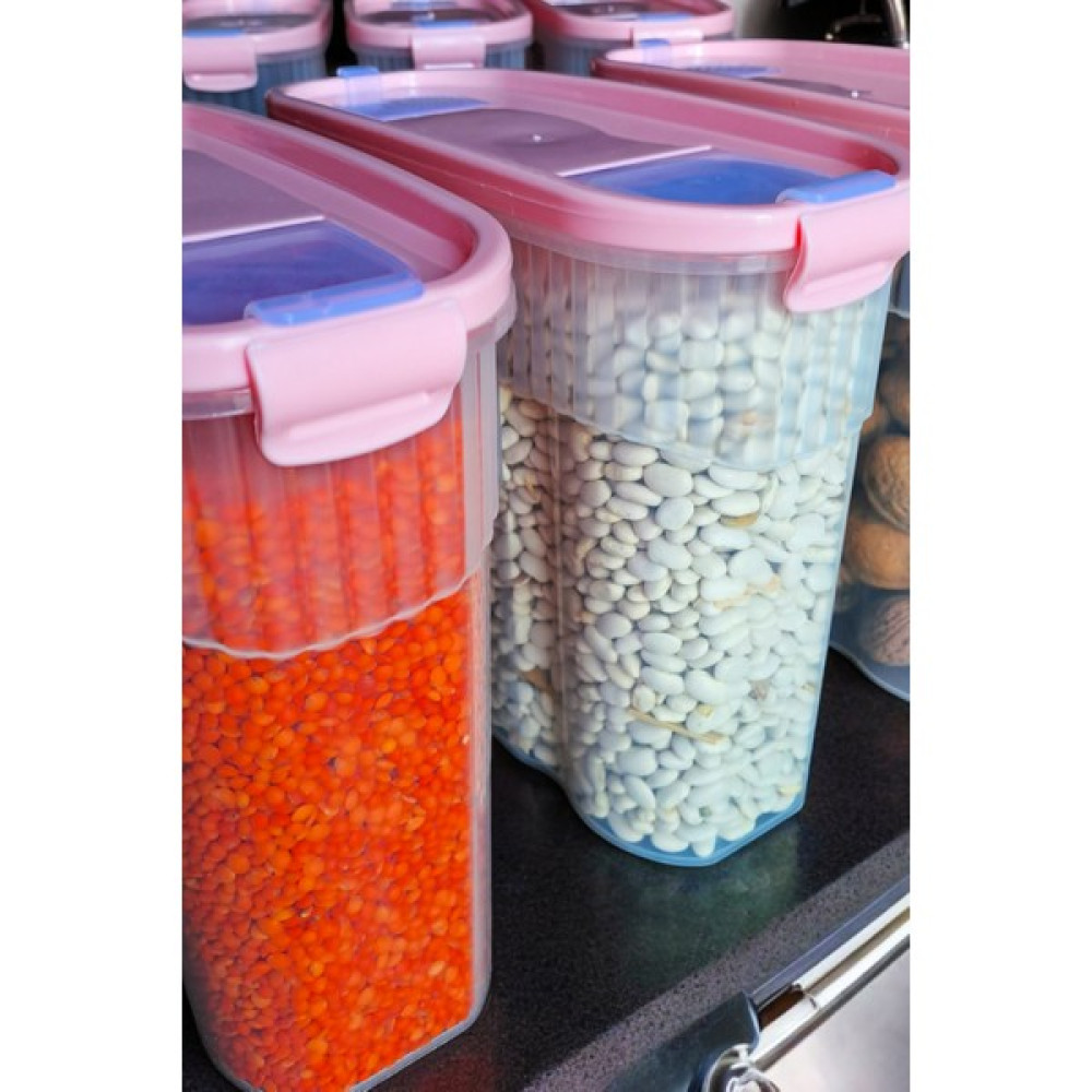 Kilitli Sızdırmaz Erzak Bakliyat Kiler Saklama Kabı 6 'lı Set Lüks Şık Kutu Çeyiz Seti Pembe 3 Litre Saklama Kapları Fiyatı