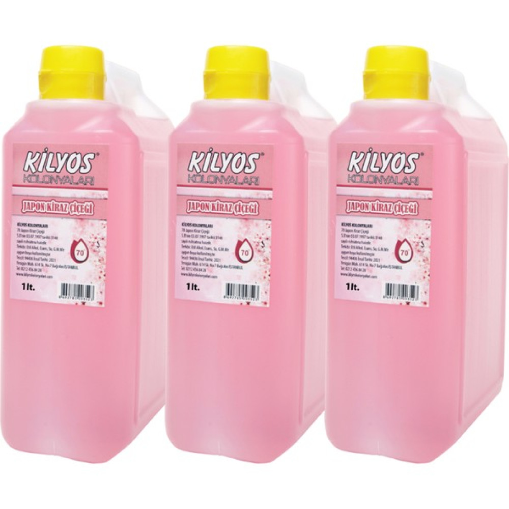 Kilyos Japon Kiraz Çiçegi Kolonyası 1 Litre x 3 Adet - 1 lt Kolonya & Gülsuyu Fiyatı