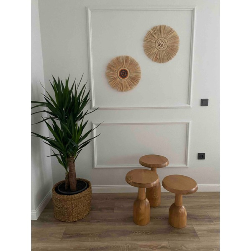 Kima Home Ürgüp Mantar Sehpa 3'lü Set (43 48 53 Cm) - Açık Ceviz Yan Sehpa Fiyatı