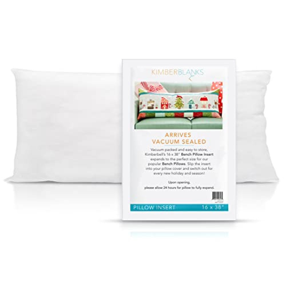 Kimberbell 16” x 38” Pillow Insert – Plush Bench Pillow Form for Seasonal & Holiday Décor – Vacuum Packed for Easy Storage & Fluffing for Kimberbell Machine Embroidery Projects