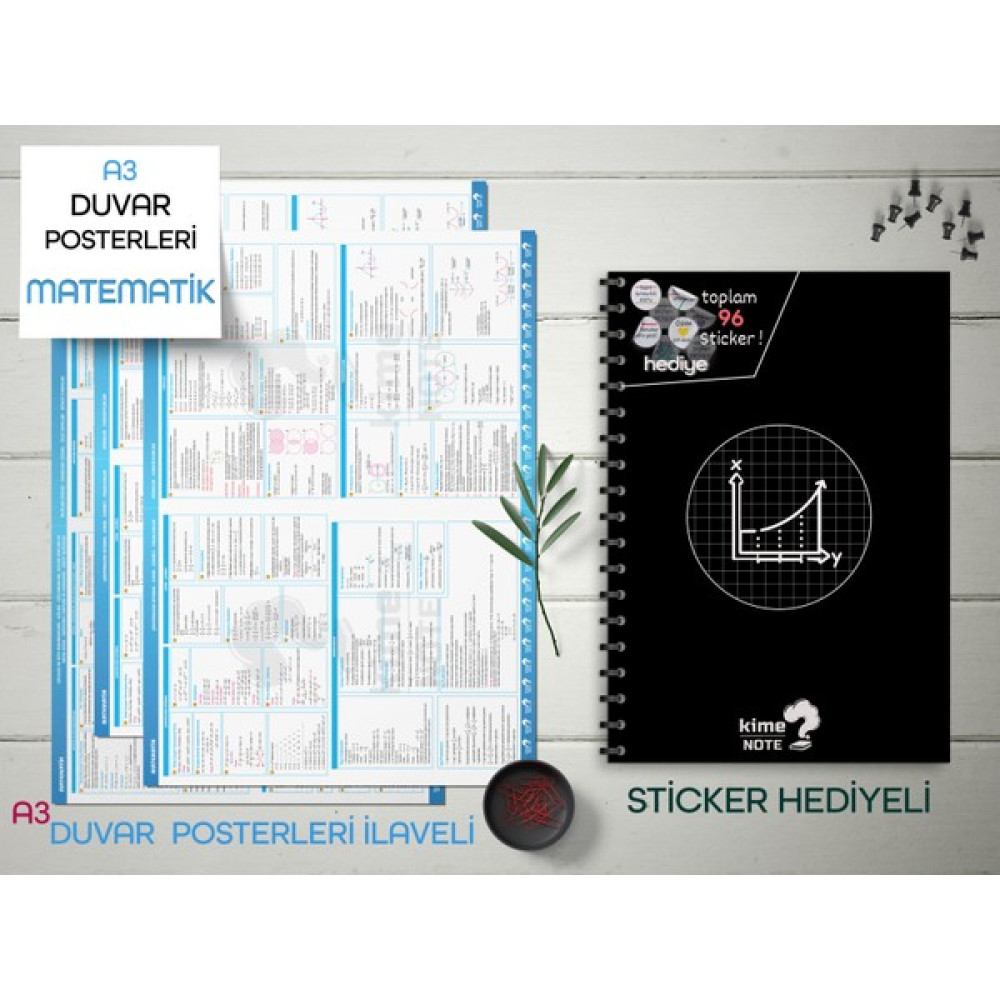 Kime Note TYT Kareli Matematik Okul Defteri Konu Anlatımlı 3 Büyük Poster 96 Sticker Hediye 9-10-11-12.sınıf Temel Yeterlilik Testi (TYT) Fiyatı