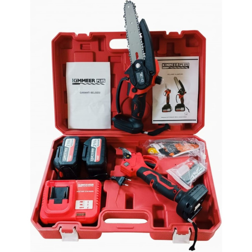 Kimmeer Plus 21V Çift Akülü Çelik Şanzıman Dal Budama Makası Güçlü 3 hp Akülü Zincirli Kesim Dal Budama Makineleri Fiyatı