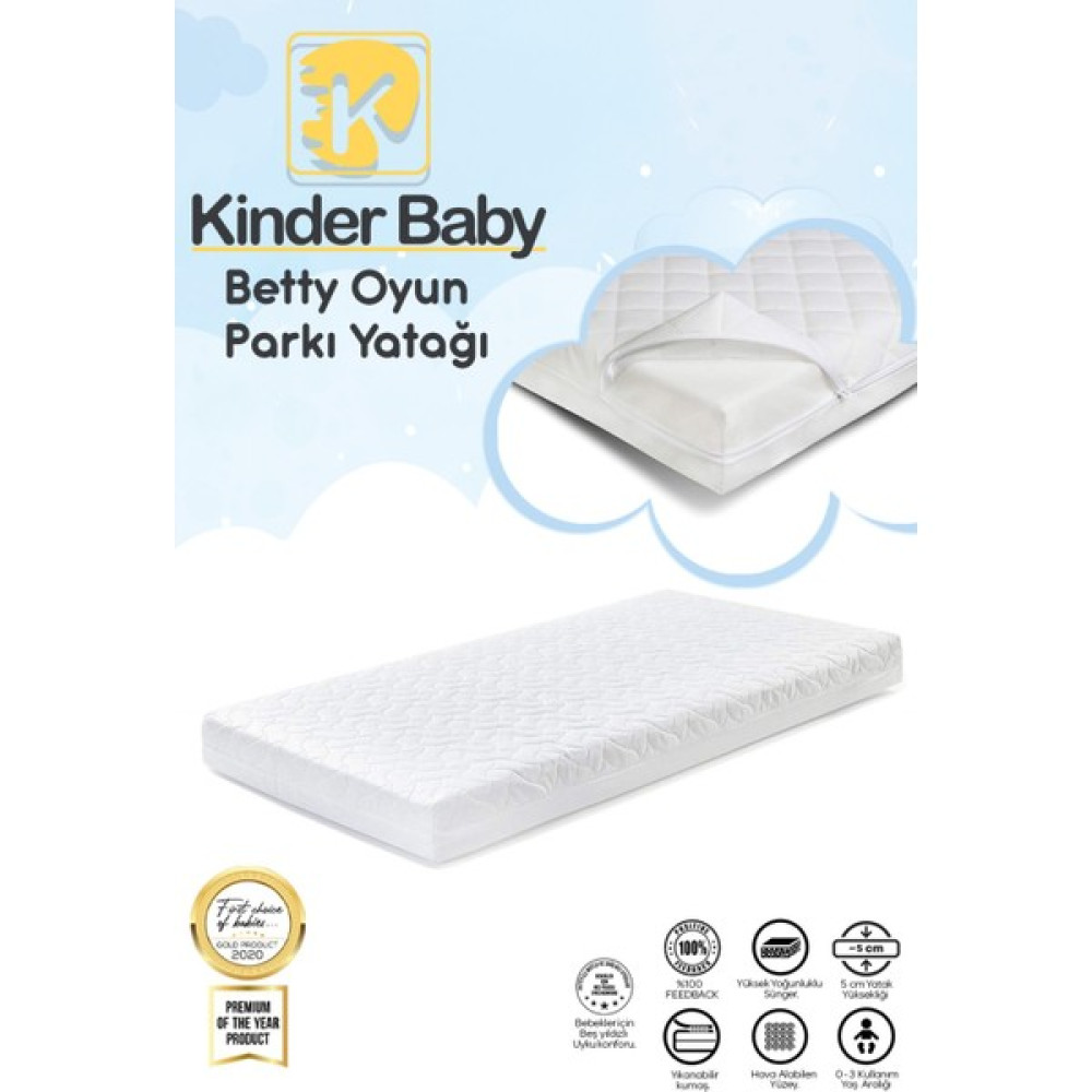 Kinder Baby Betty Oyun Parkı Yatağı - 70 x 110 cm - Beyaz Bebek Yatağı Fiyatı