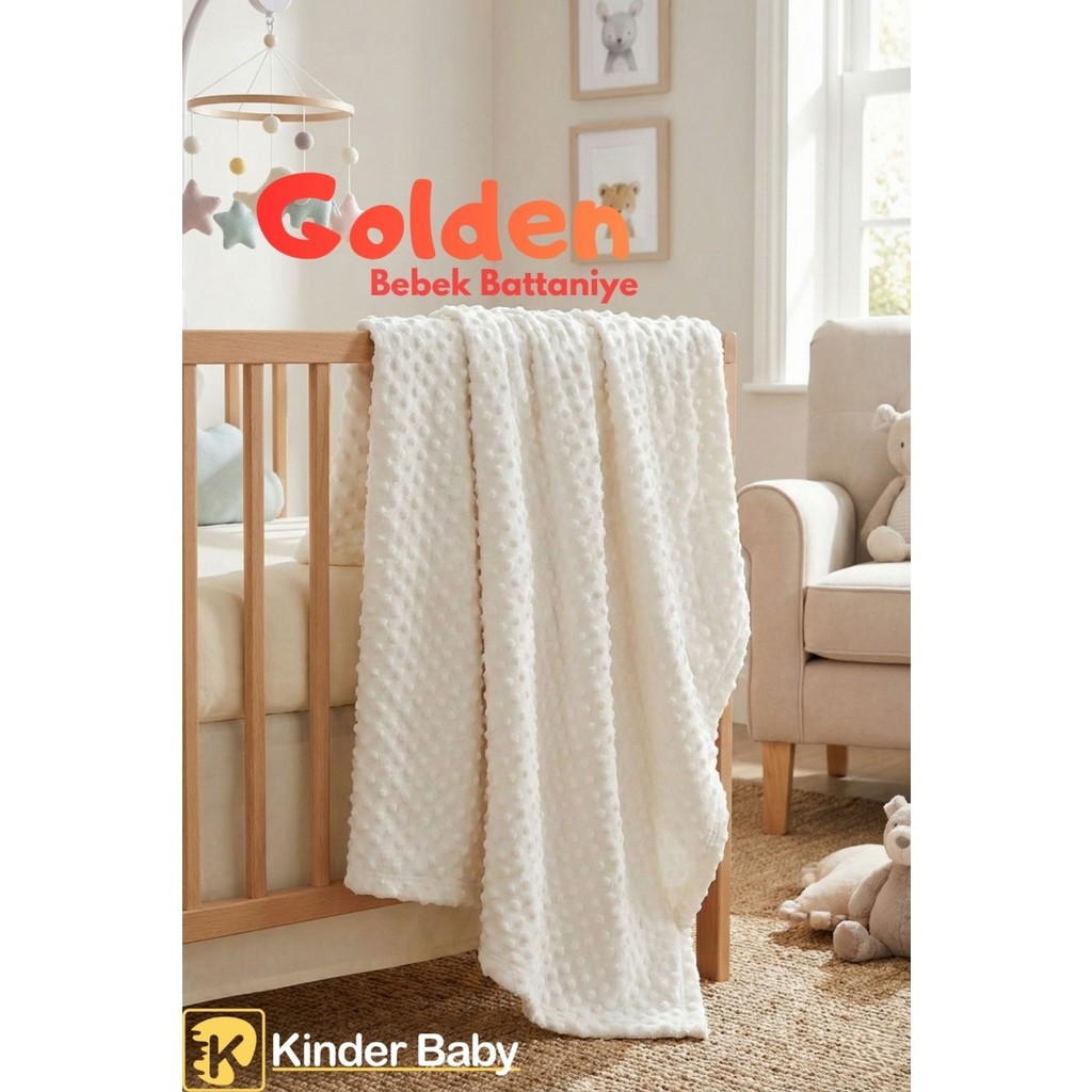 Kinder Baby Golden Bebek Battaniyesi 90*110 cm - 90 x 110 cm - Beyaz Bebek Battaniyesi Fiyatı