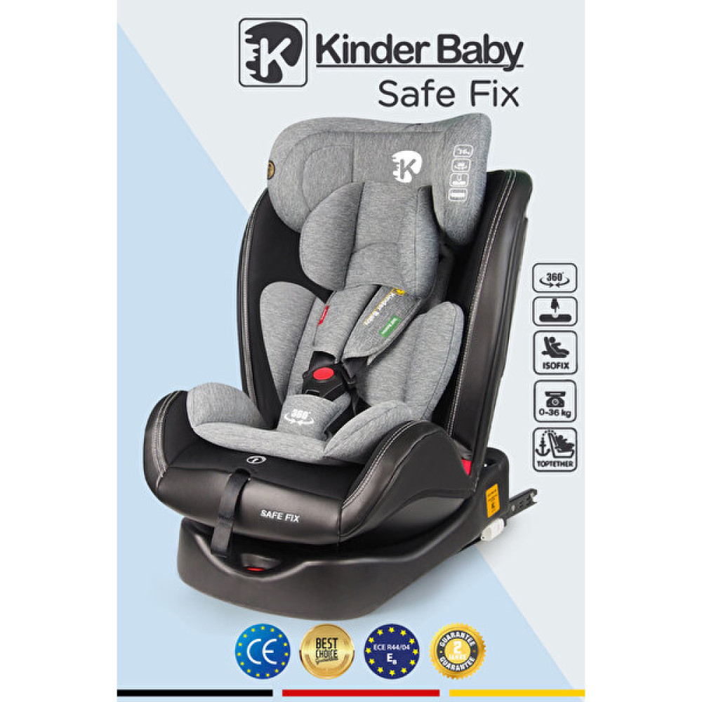 Kinder Baby Safe Fix 360 Derece Dönebilen 0-36 kg Isofixli Oto Koltuğu - Gri Bebek Oto Koltuğu Fiyatı