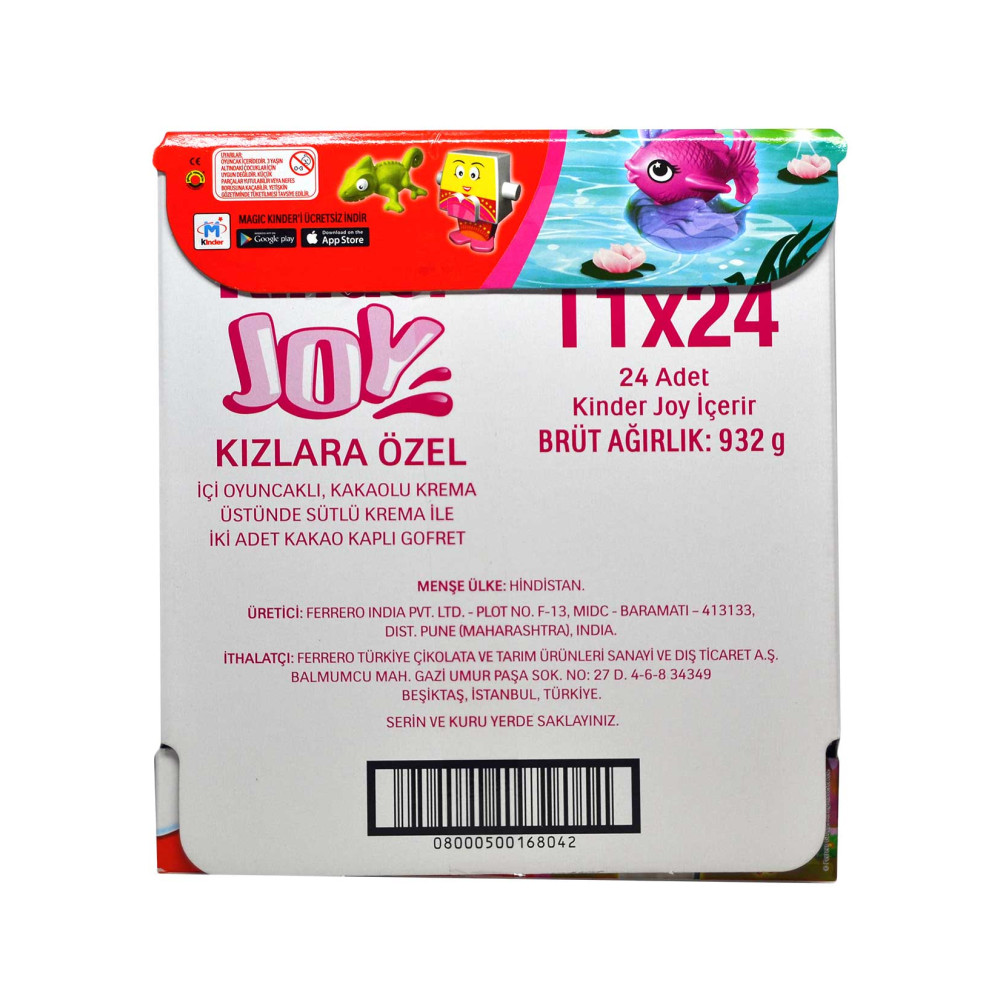 Kinder Joy Sürpriz Yumurta Kızlara Özel Oyuncaklı 24'lü Kutu