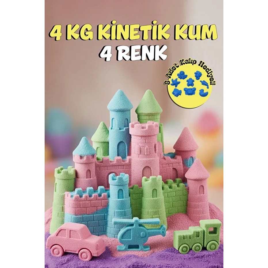 Kinetic Sand 4 kg Oyun Kumu Seti - 4 Farklı Renk ve 8 Adet Deniz Hayvanları Kalıbı Hediyeli Diğer Fiyatı