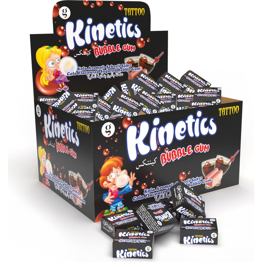 Kınetıcs Bubble Gum Tekli Sakız Tattolu Kola (3.5g) Şekerli Sakız - 100 Adet - 1 Adet Şekerleme Sakız Fiyatı