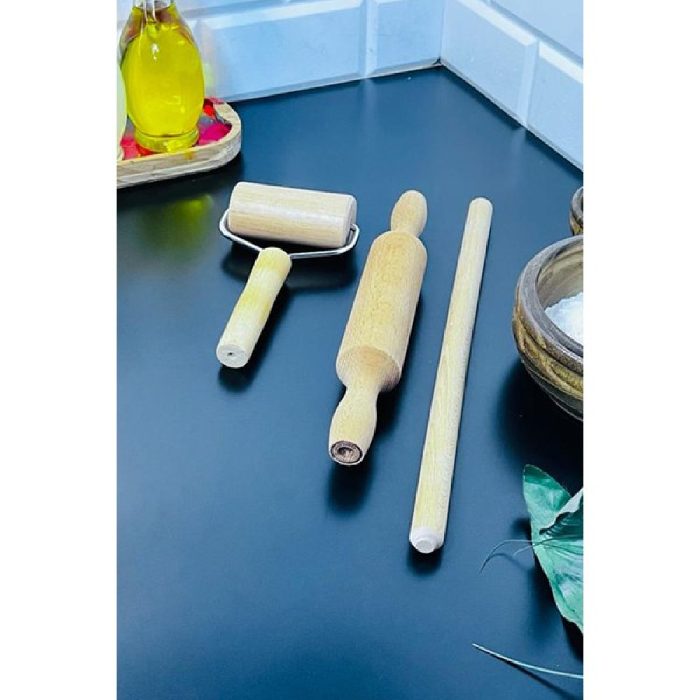 Kineva Ahşap Saplı Rulo Merdane Oklava Hamur Açıcı Hamur Açma Seti 3 Parça TYCKNV241023 - 40 cm Mutfak Gereçleri Fiyatı
