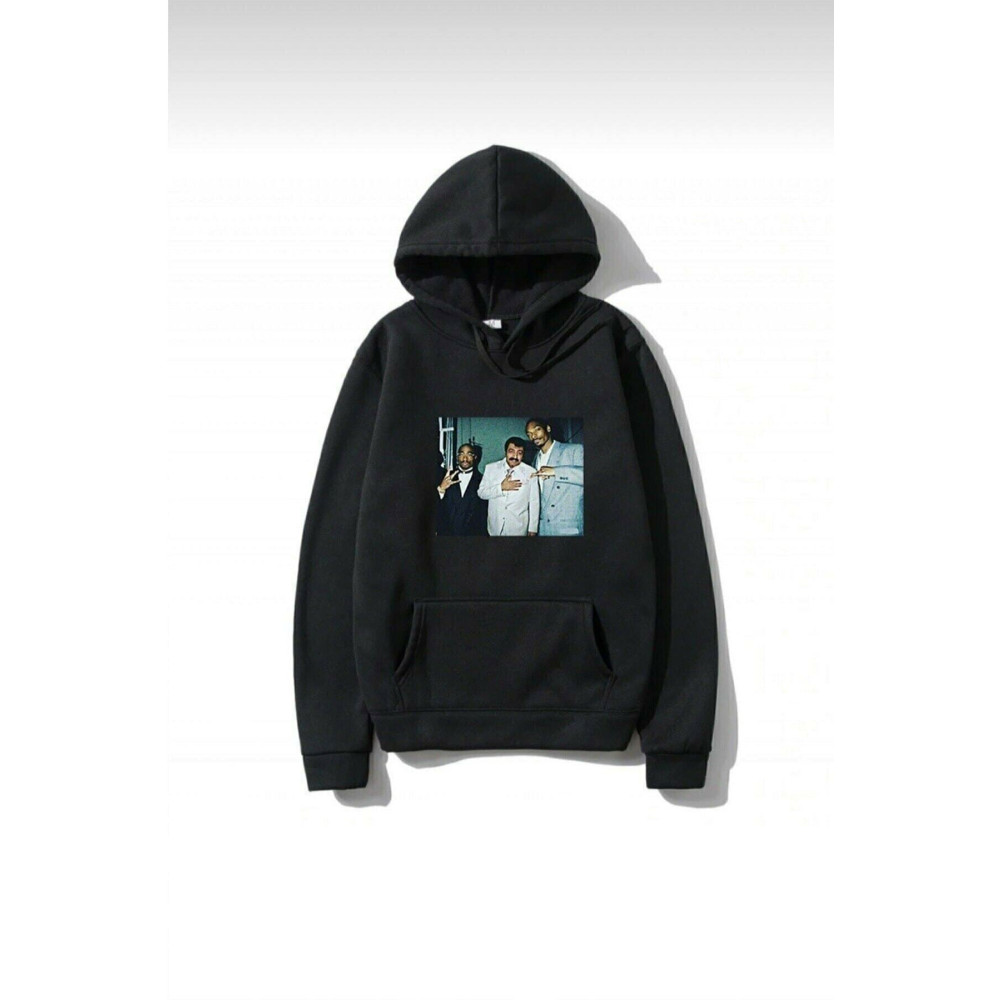 King Crow Kovboy Unisex Siyah Kapşonlu Müslüm Gürses Baskılı Sweatshirt 6XL Beden Bayan Sweatshirt Fiyatı