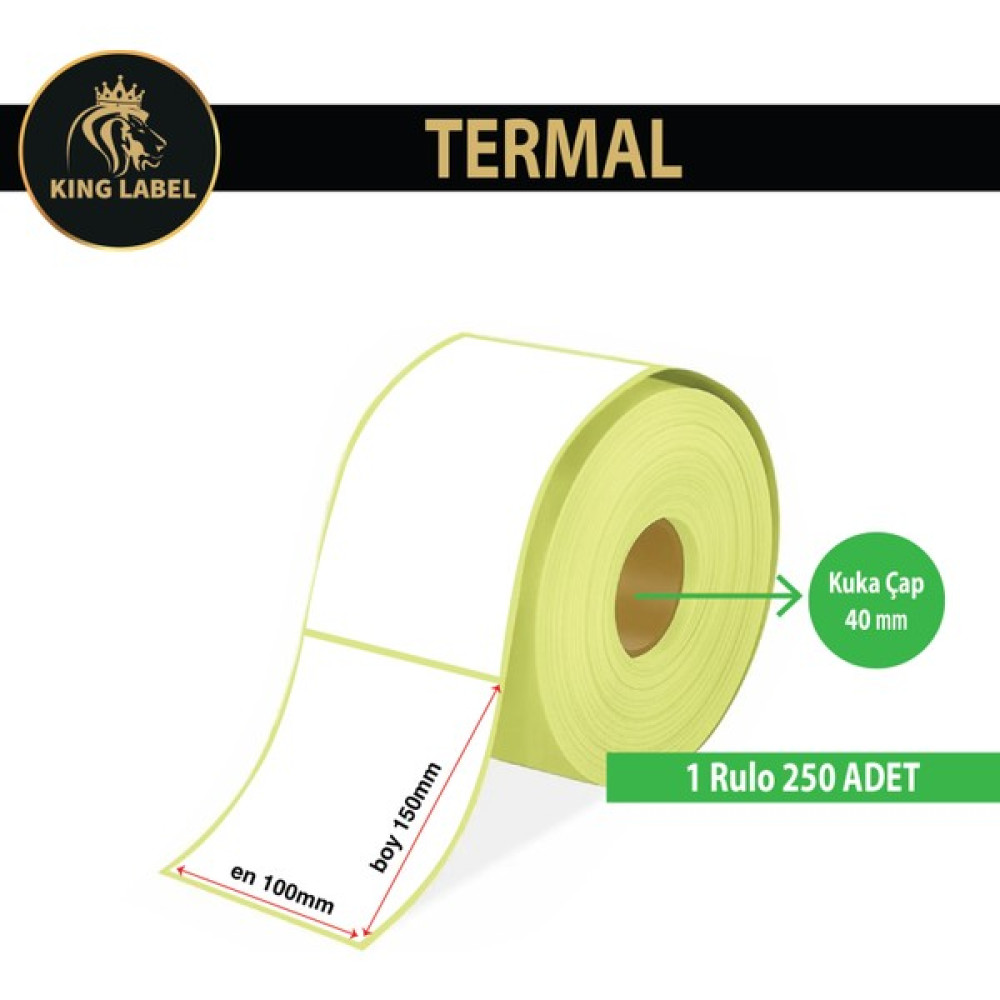 King Label Termal Barkod Etiket 100 x 150 1 Rulo 250 Sarım Ofis Malzemeleri Fiyatı