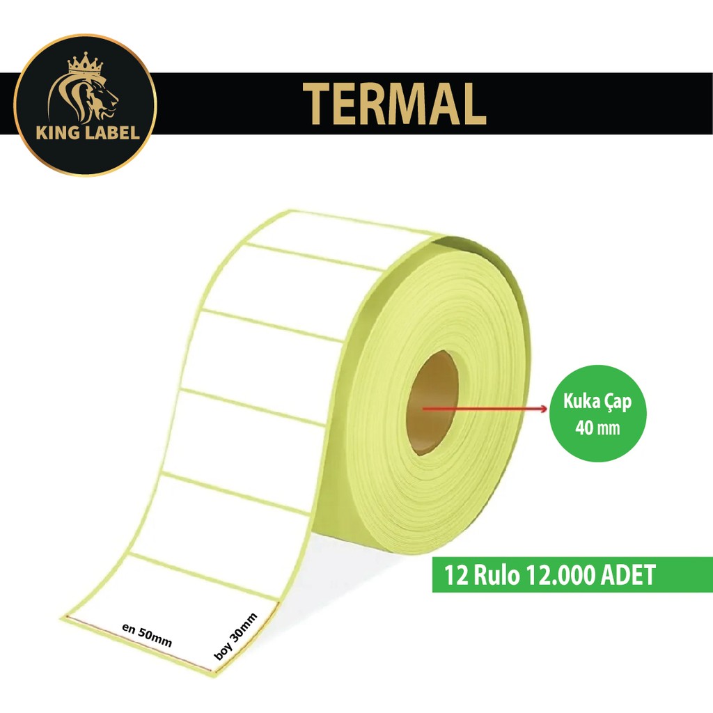 King Label Termal Barkod Etiket 30X50MM 1 Rulo 1000'LÜ Sarım - 12 Barkod Okuyucular Fiyatı