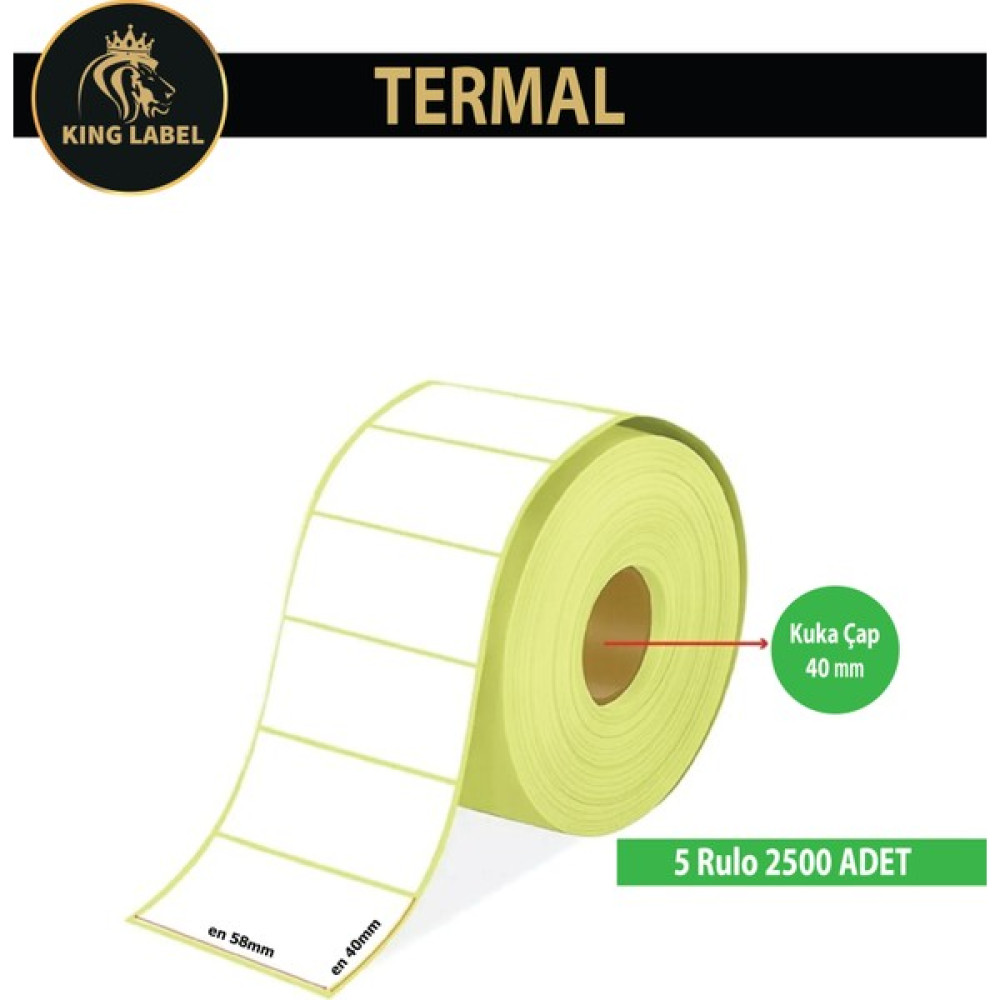King Label Termal Barkod Etiket 40X58 1 Rulo 500'LÜ Sarım - 5 Oto Boyaları Fiyatı