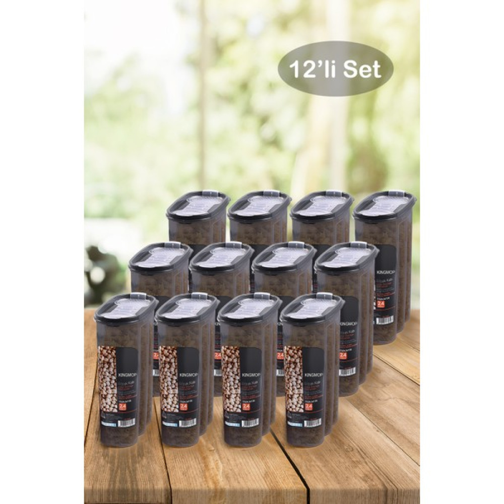 King Mop 12 Adet Büyük Boy Sızdırmaz Kapaklı Erzak Saklama Kabı Seti 12 X (2400 Ml) - Şeffaf Gri Saklama Kapları Fiyatı